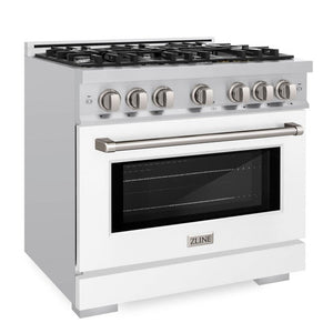 ZLINE 36" 5.2 cu. ft. Select Dual Fuel Range with 6 Burners in Stainless Steel with White Matte Door, HDR-WM-36