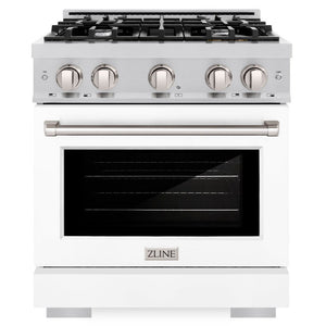 ZLINE 30" 4.2 cu. ft. Select Dual Fuel Range with 4 Burners in Stainless Steel with White Matte Door, HDR-WM-30