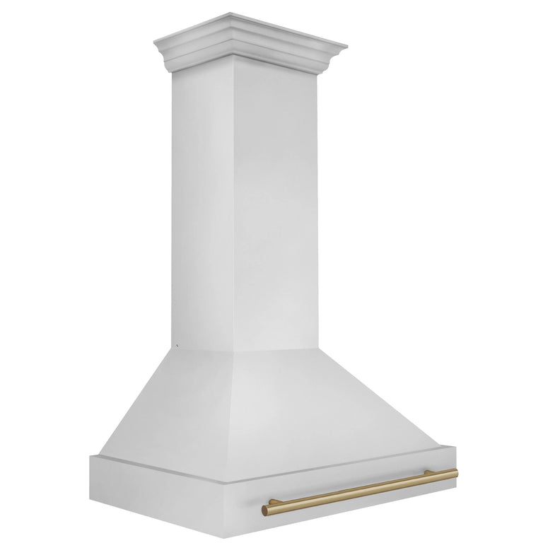 ZLINE 36 Inch Autograph Edition Stainless Steel Range Hood with Champagne Bronze Handle, 8654STZ-36-CB