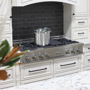 ZLINE 48" Legacy Gas Rangetop with 7 Burners and Porcelain Cooktop in Satin Stainless Steel with Griddle, RTS-GR-48