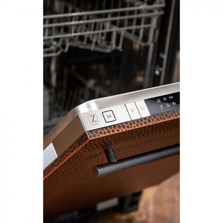 ZLINE 18 in. Top Control Dishwasher in Hand-Hammered Copper with Stainless Steel Tub, DW-HH-18