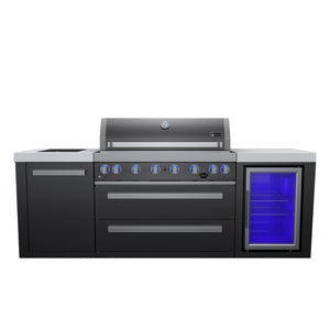 Mont Alpi 805 Black Stainless Steel Island Grill with Fridge Cabinet, MAi805-BSSFC