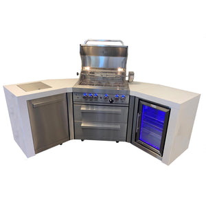 Mont Alpi 400 Deluxe Island Grill with 45 Degree Corners and Fridge Cabinet, MAi400-D45FC