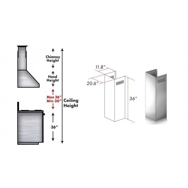 ZLINE 1 Piece Chimney Extension for 10ft Ceiling (1PCEXT-KECOM)