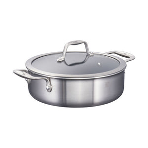 ZWILLING 6pc Stainless Steel Ceramic Nonstick Universal Pan & Egg Poacher Set, Spirit 3-Ply Ceramic Nonstick Series