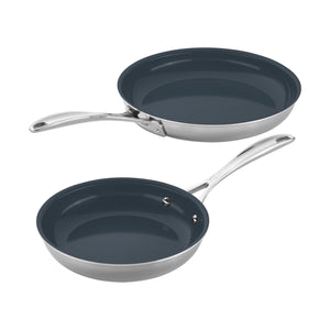 ZWILLING 2pc Stainless Steel Ceramic Nonstick Fry Pan Set