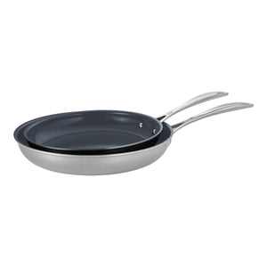 ZWILLING 2pc Stainless Steel Ceramic Nonstick Fry Pan Set, Clad CFX Series