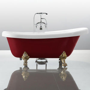Vanity Art 67 in. x 31.5 in. Freestanding Soaking Bathtub in Red and White, VA6311-RL
