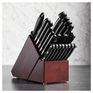 ZWILLING 22pc Knife Block Set w/ 8 Stamped Z Gourmet Steak Knives, Pro Series