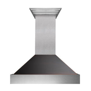 ZLINE 36" Ducted Satin Stainless Steel Wall Mount Range Hood with Oil Rubbed Bronze Shell, 8654ORB-36