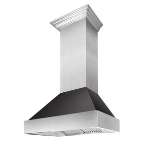 ZLINE 36" Ducted Satin Stainless Steel Wall Mount Range Hood with Oil Rubbed Bronze Shell, 8654ORB-36