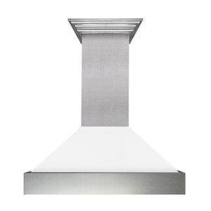 ZLINE 30" Ducted Satin Stainless Steel Wall Mount Range Hood with White Matte Shell, 8654WM-30