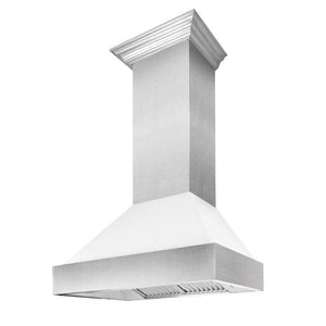 ZLINE 30" Ducted Satin Stainless Steel Wall Mount Range Hood with White Matte Shell, 8654WM-30