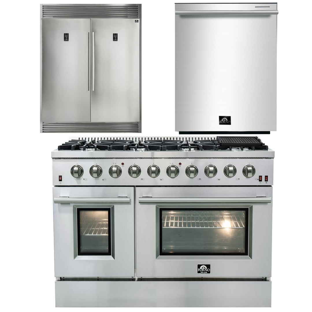 Forno Appliance Package 48 Inch Gas Range, Dishwasher, 60 Inch Refri