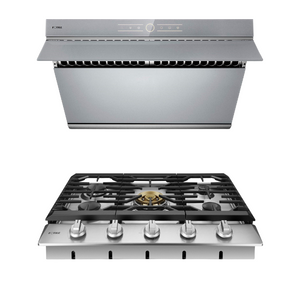 Fotile Package 30 Inch Cooktop and 30 Inch 850 CFM Range Hood in Silver Gray, AP-GLS30501-3