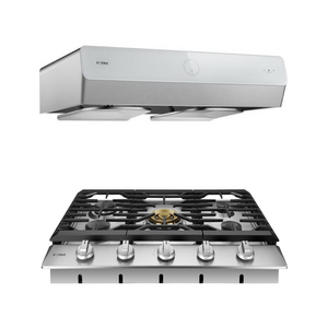 Fotile Package 30 Inch Cooktop and 30 Inch Under Cabinet Range Hood in Silver Gray, 850CFM, AP-GLS30501-7