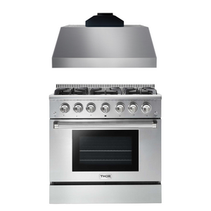 THOR Kitchen Package - 36" Gas Range and Range Hood, AP-HRG3618U-C