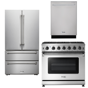 THOR Kitchen Package - 36" Propane Range, Refrigerator, Dishwasher, AP-LRG3601ULP-15