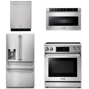 THOR Kitchen Package - 30" Electric Range, Microwave, Refrigerator with Water and Ice Dispenser, Dishwasher, AP-TRE3001-12
