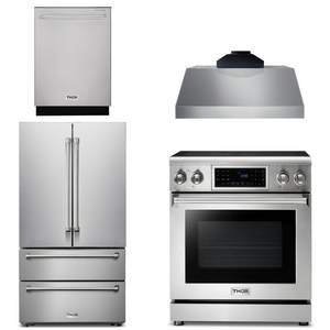 THOR Kitchen Package - 30" Electric Range, Range Hood, Microwave, Refrigerator, Dishwasher, AP-TRE3001-C-2