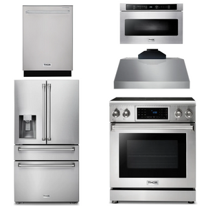 THOR Kitchen Package - 30" Electric Range, Range Hood, Microwave, Refrigerator with Water and Ice Dispenser, Dishwasher, AP-TRE3001-C-9