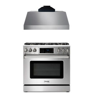 THOR Kitchen Package - 36" Gas Range, Range Hood, AP-TRG3601-C