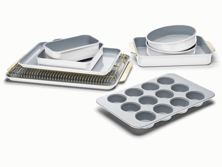 Caraway Complete Bakeware Set in White with Gold Accents