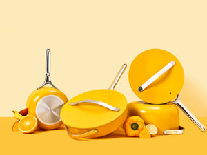 Caraway Marigold Cookware Set with Vegetables