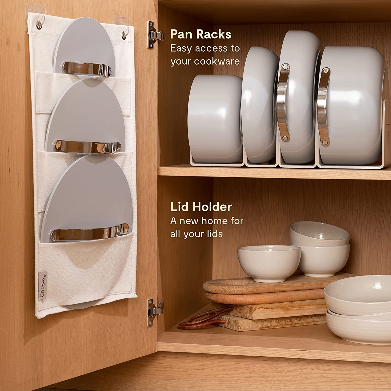 Caraway Gray Cookware Set in Storage