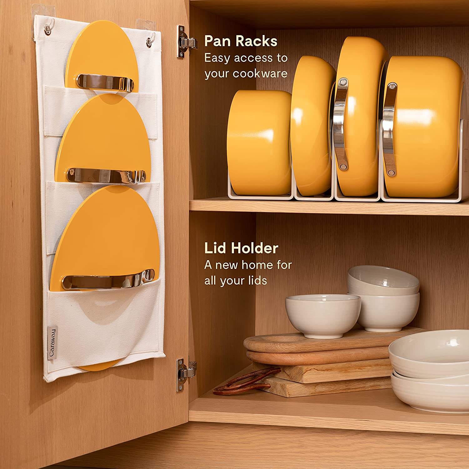 Caraway Marigold Cookware Set in Storage