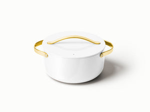 Caraway Dutch Oven in White with Gold Handles