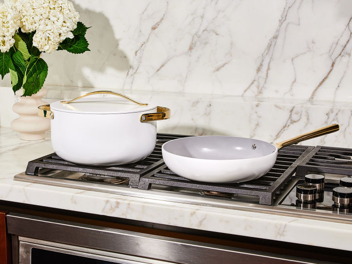Caraway Dutch Oven in White with Gold Handles Premium Home Source
