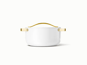 Caraway Dutch Oven in White with Gold Handles