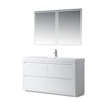 Annecy 60 in. W x 18.5 in. D x 32 in. H Bathroom Vanity in White with Single Basin Top in White Resin