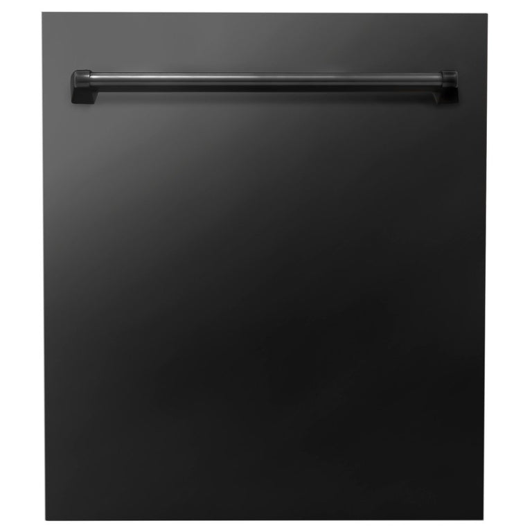 ZLINE Appliance Package - 30 in. Dual Fuel Range, Range Hood, Microwave Oven, and Dishwasher in Black Stainless Steel, 4KP-RABRH30-MODW