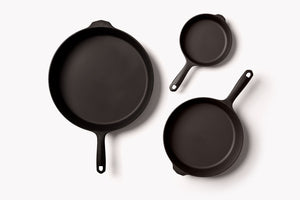 Field Company Three Piece Cast Iron Skillet Cookware Set (No.4, No. 8 & No.12)