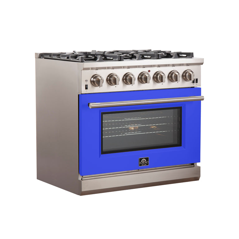 Forno 36 Inch Professional Freestanding Gas Range in Blue, FFSGS6260-36BLU