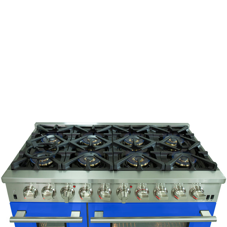 Forno 48 Inch Professional Freestanding Dual Fuel Range in Blue, FFSGS6187-48BLU