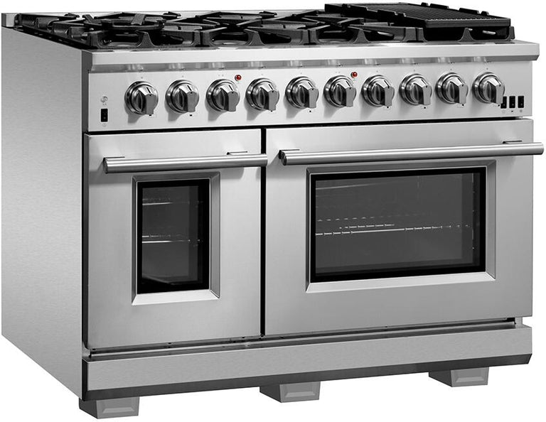 Forno Appliance Package - 48 Inch Gas Burner/Electric Oven Pro Range, Refrigerator, Microwave Drawer, Dishwasher, AP-FFSGS6187-48-7