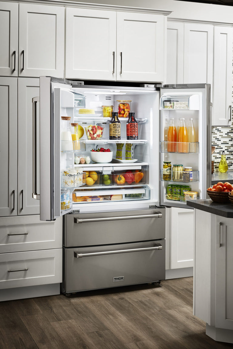 Thor Kitchen 36" Propane Gas Range, Range Hood, Refrigerator, Dishwasher Package, AP-HRG3618ULP-3