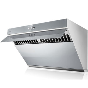 Fotile Slant Vent Series 30 in. 850 CFM Range Hood with Push Buttons in Silver Gray, JQG7502.G