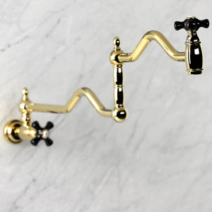 Kingston Brass Two-Handle Wall Mount Pot Filler In Polished Brass, KS2102PKX