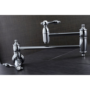 Kingston Brass Tudor Two-Handle 1-Hole Wall Mounted Pot Filler Faucet In Polished Chrome, KS3101TAL