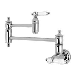 Kingston Brass Bel-Air Two-Handle 1-Hole Wall Mounted Pot Filler Faucet In Polished Chrome, KS3101BPL