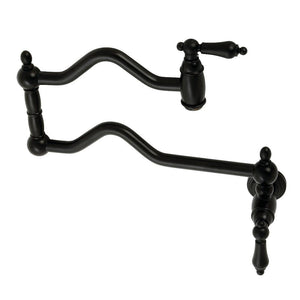 Kingston Brass Two-Handle Pot Filler In Matte Black, KS2100AL