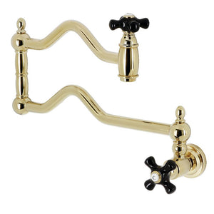 Kingston Brass Two-Handle Wall Mount Pot Filler In Polished Brass, KS2102PKX