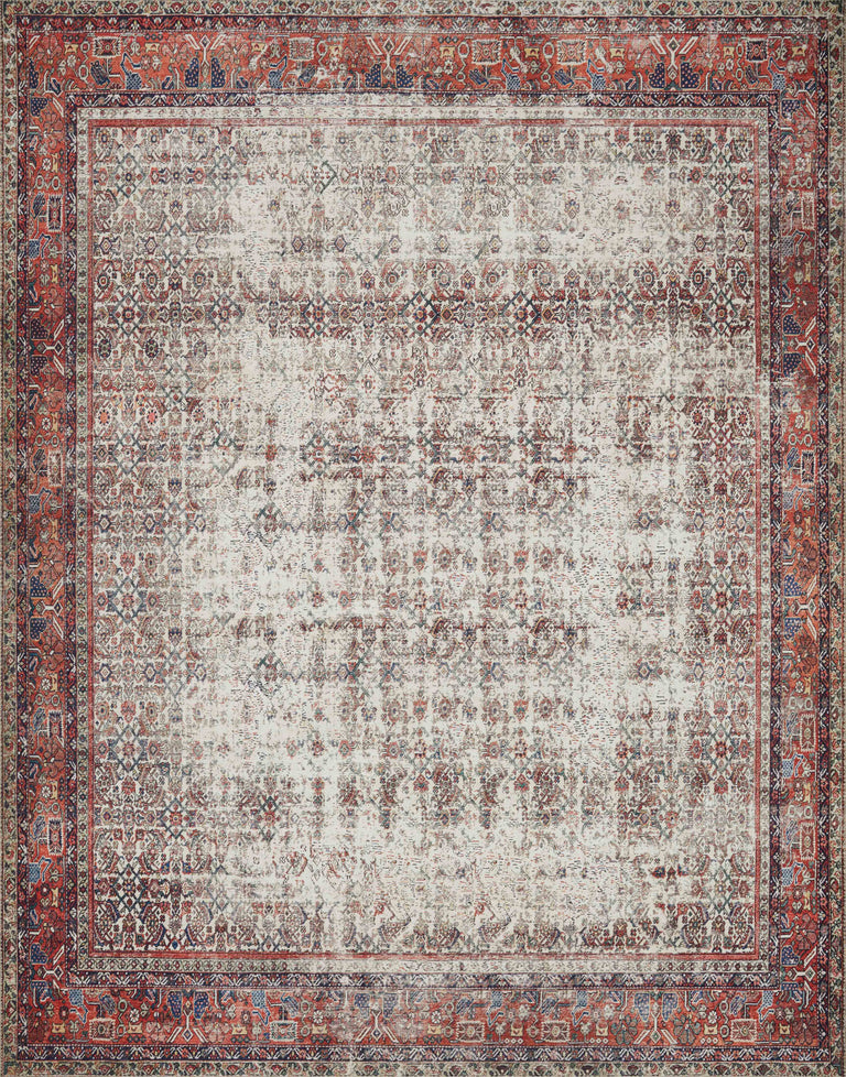 Loloi II Layla Collection Rug in Ivory, Brick - 5' x 7'6"