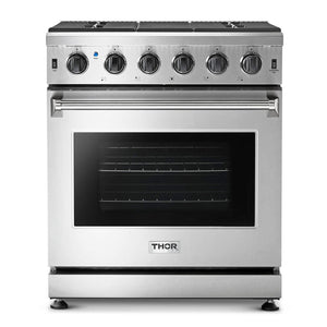 THOR Kitchen Package - 30" Propane Gas Range, Range Hood, Refrigerator with Water and Ice Dispenser, Dishwasher, AP-LRG3001ULP-10