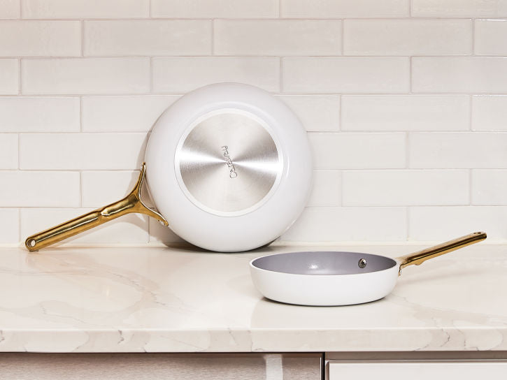 Caraway Mini Duo Cookware Set in White with Gold Handles Premium Home