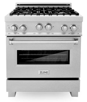 ZLINE 30 in. Dual Fuel Range and Range Hood Satin Stainless Steel Appliance Package, 2KP-RASSNRH30